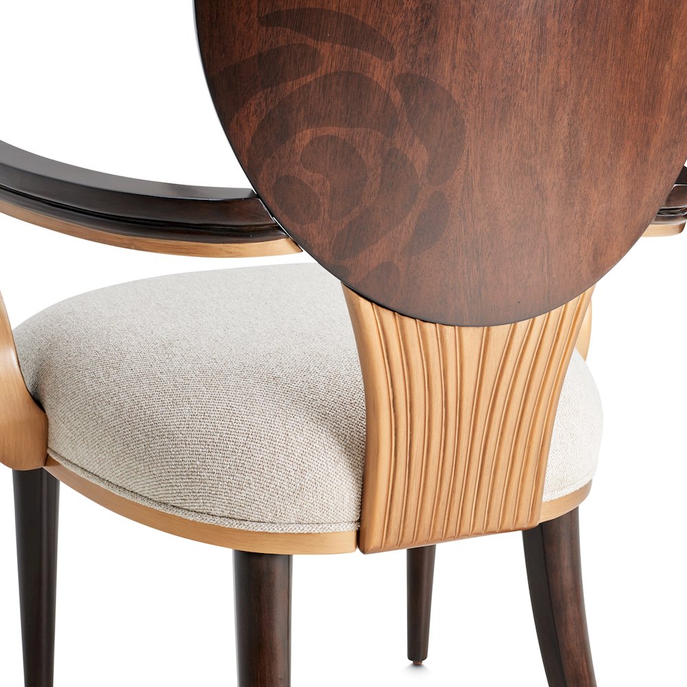 Camellia Field Dining Arm Chair, Set of 2 - Linen/Warm Pecan