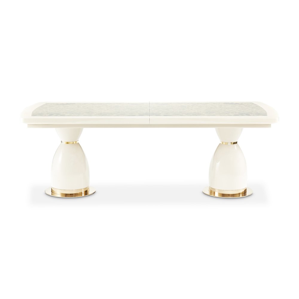 Lisbon Double Pedestal Dining Table - Silken Matte Cream