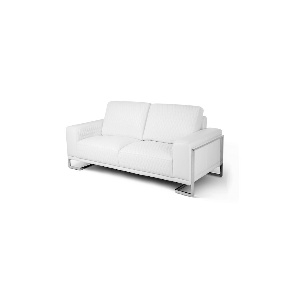 Mia Bella Gianna Loveseat - White/Stainless Steel
