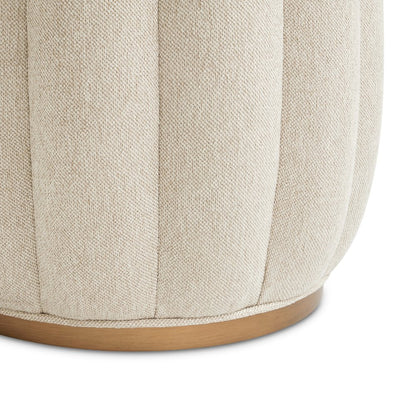 Camellia Field Round Bench - Linen/Warm Pecan