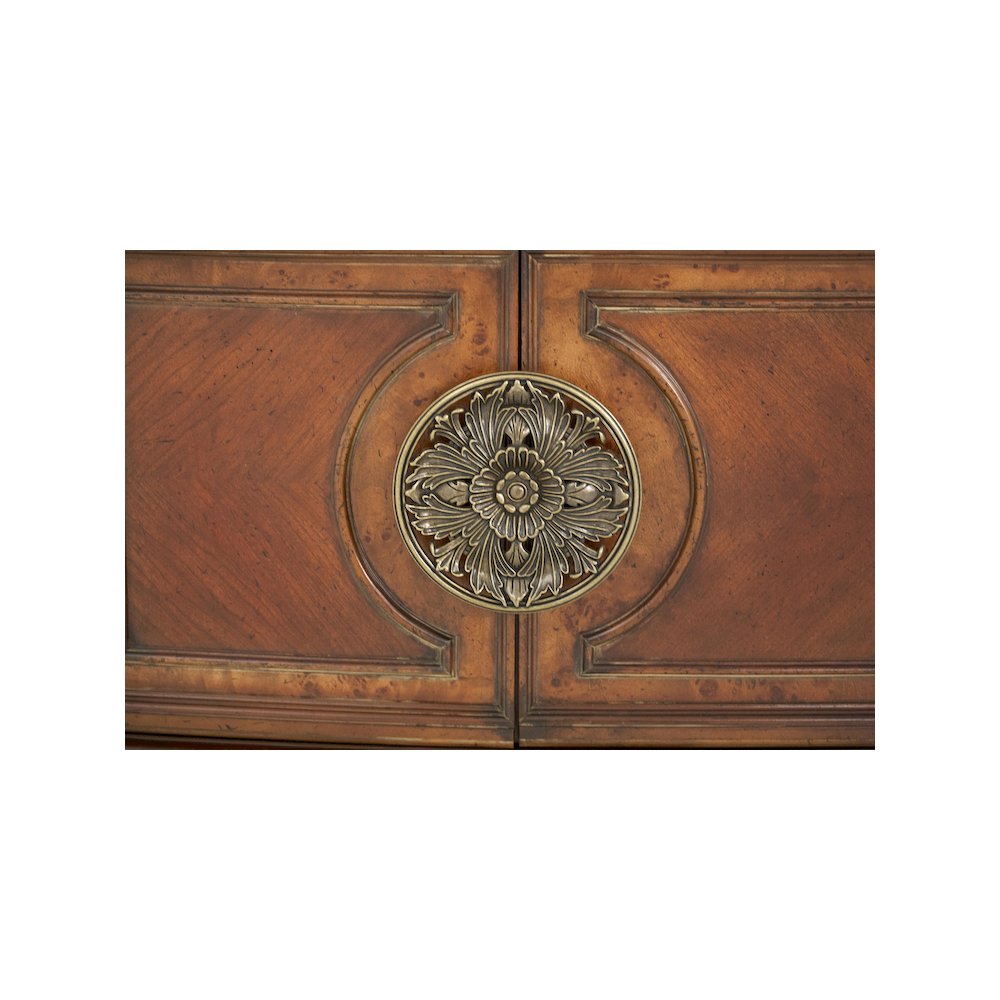 Villa Valencia China Cabinet with Lighted Top - Classic Chestnut