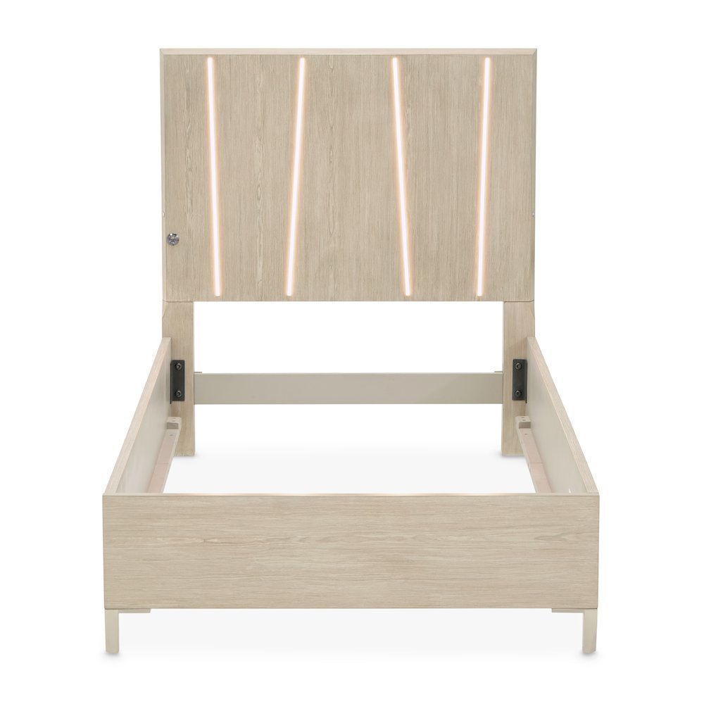 Lotus Bay Twin Panel Bed with LED Lights - Sand