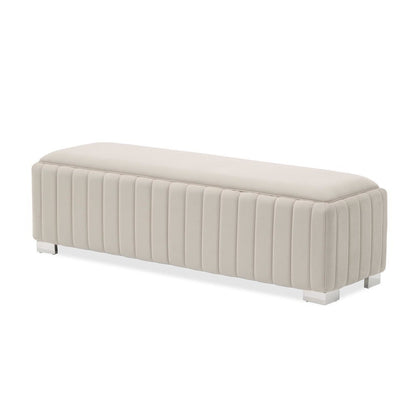 Amaryllis Velvet Accent Bench - Taupe/Chrome