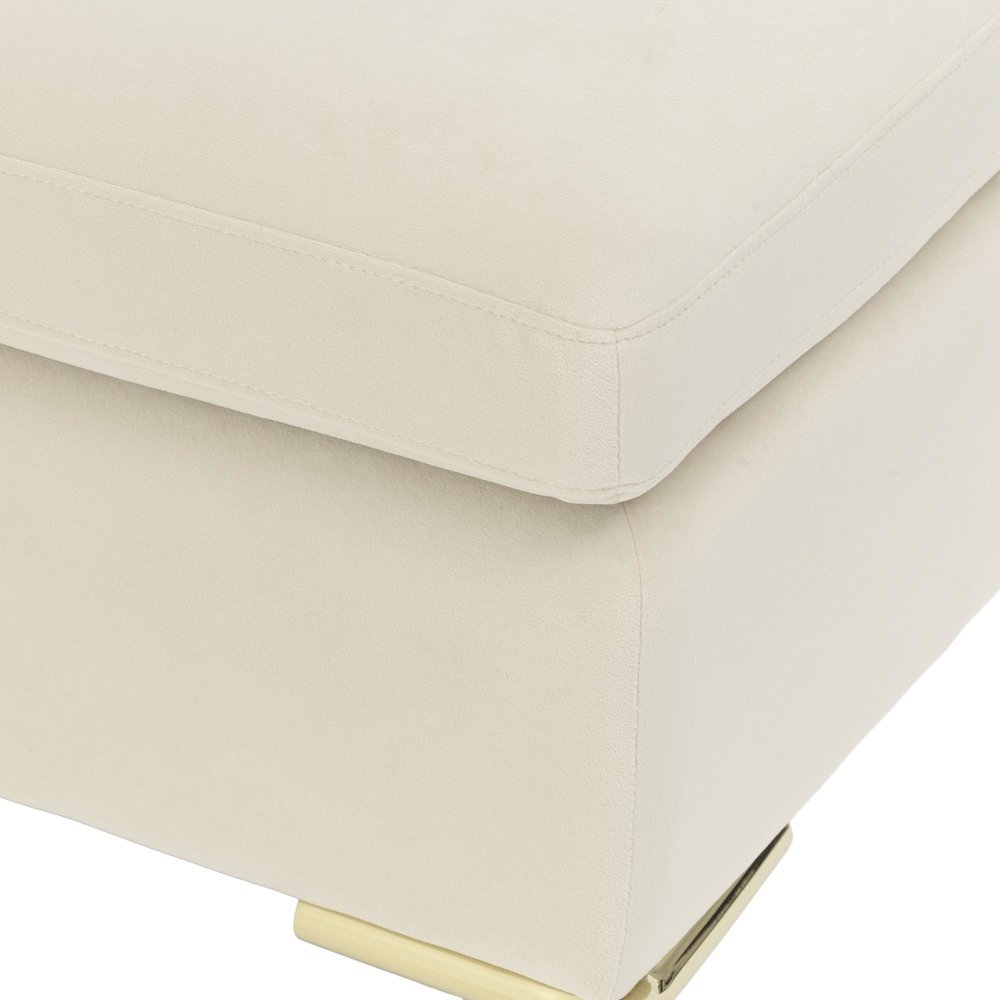 Zennia Velvet Accent Bench - Ivory/Gold