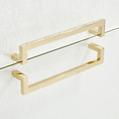 White Bedside Table – Gold and White 2 Drawer Nightstand for Bedroom