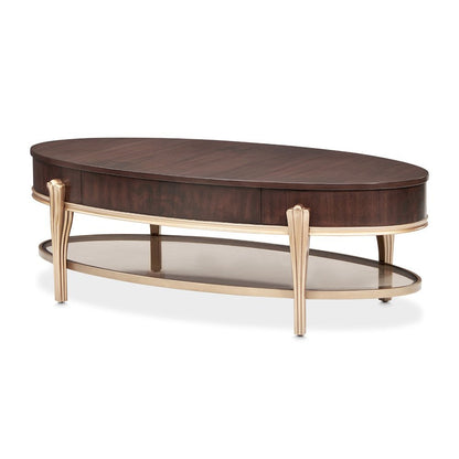 Camellia Field Oval Cocktail Table - Warm Pecan