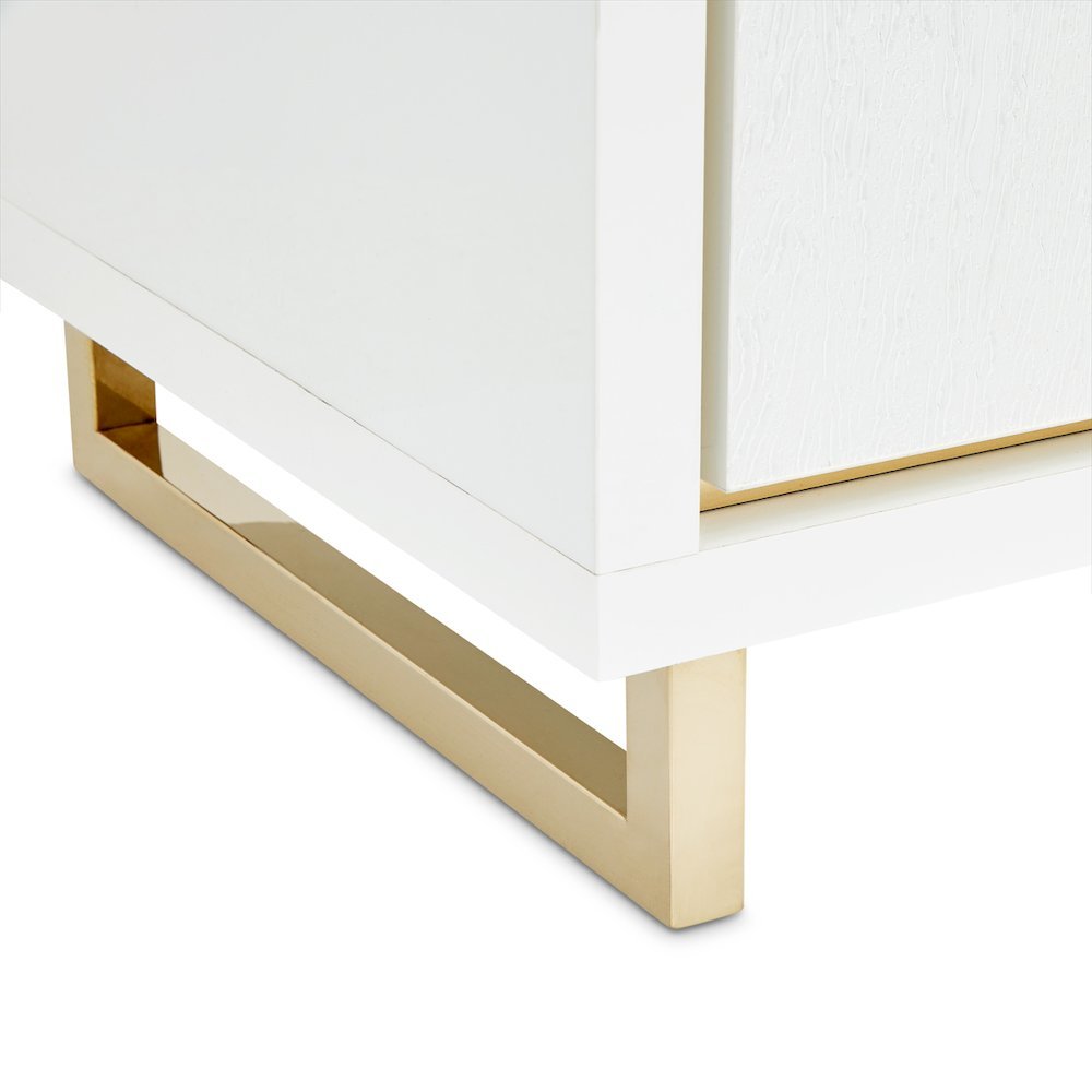 White Bedside Table – Gold and White 2 Drawer Nightstand for Bedroom