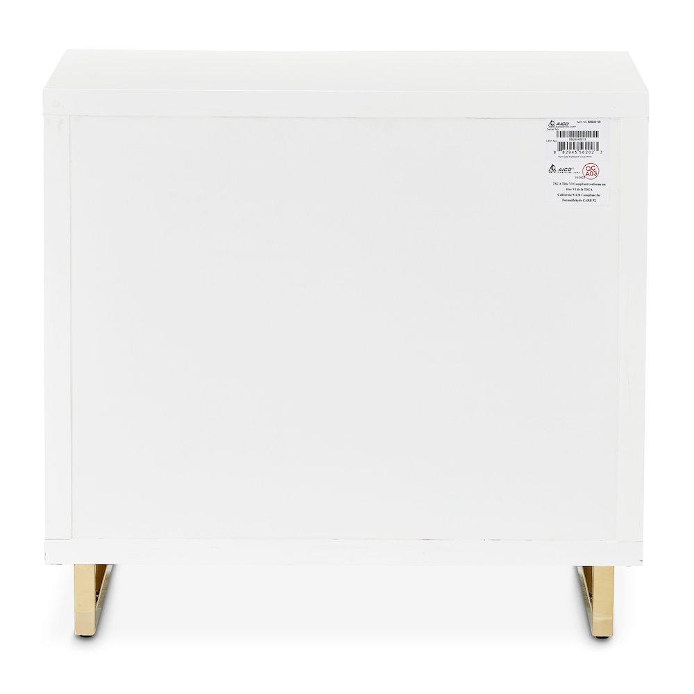 White Bedside Table – Gold and White 2 Drawer Nightstand for Bedroom