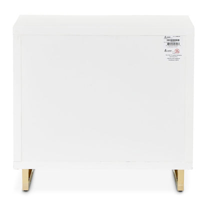 White Bedside Table – Gold and White 2 Drawer Nightstand for Bedroom
