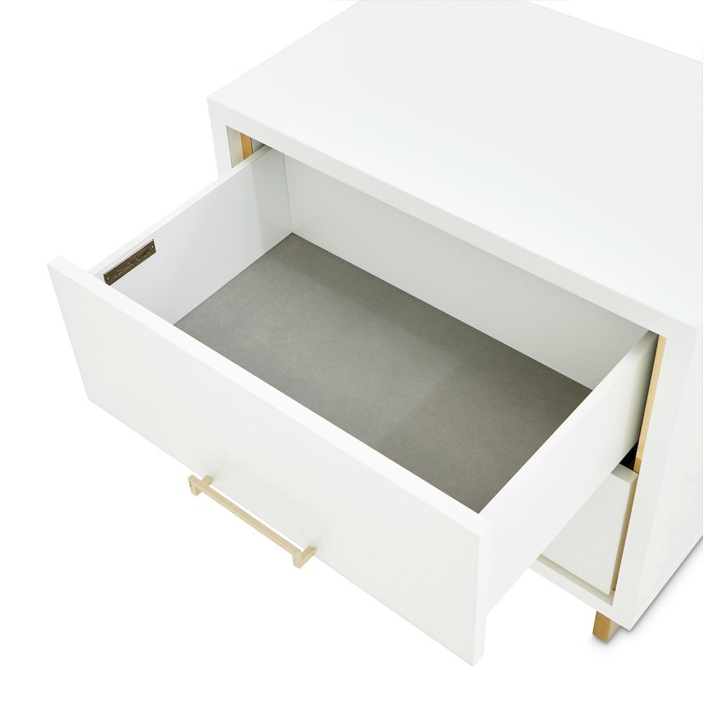 White Bedside Table – Gold and White 2 Drawer Nightstand for Bedroom
