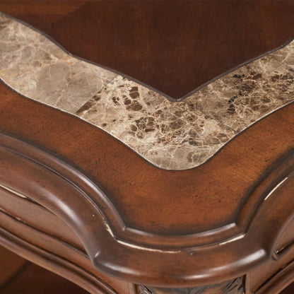 Classic Chestnut Finish Square End Table for Living Room – Solid Wood Design