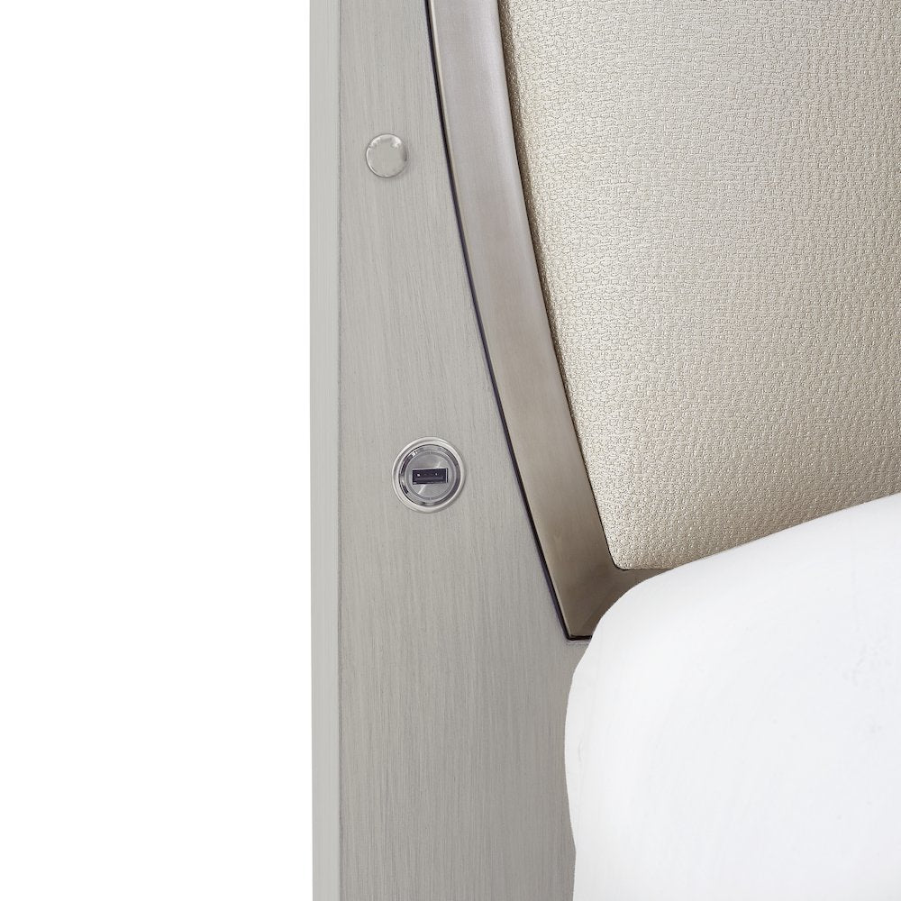 Eclipse Cal King Upholstered Bed with LED Lights - Moonlight