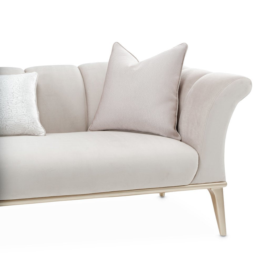 Beige Velvet Sofa for Living Room – Elegant 3 Seater 100 Inch Couch