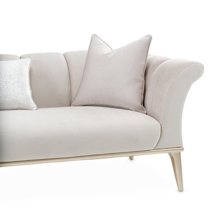 Beige Velvet Sofa for Living Room – Elegant 3 Seater 100 Inch Couch