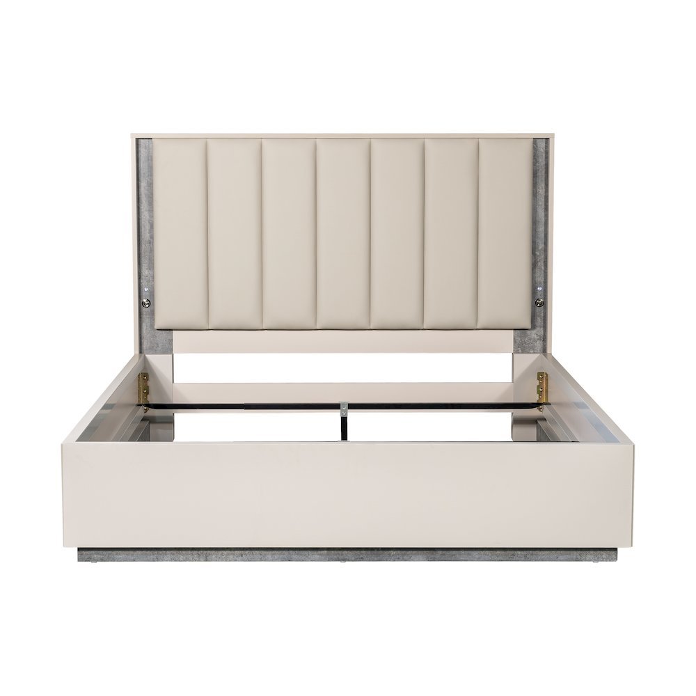 Pavira Queen Bed with LED Lights - Stone