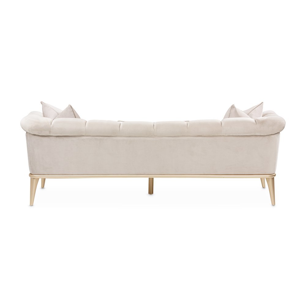 Beige Velvet Sofa for Living Room – Elegant 3 Seater 100 Inch Couch