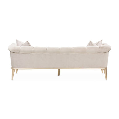 Beige Velvet Sofa for Living Room – Elegant 3 Seater 100 Inch Couch