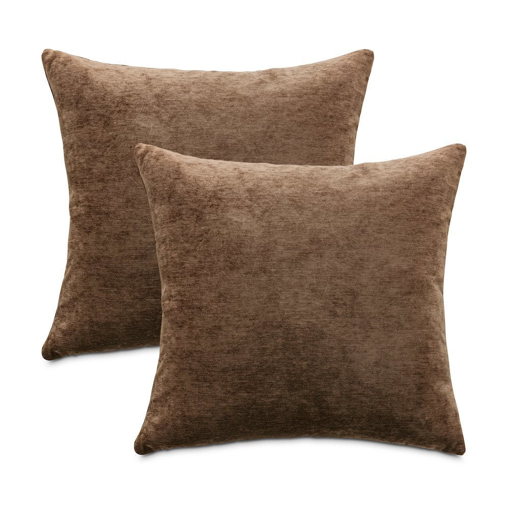The Smith 20" Square Chenille Pillow, Set of 2 - Chocolate