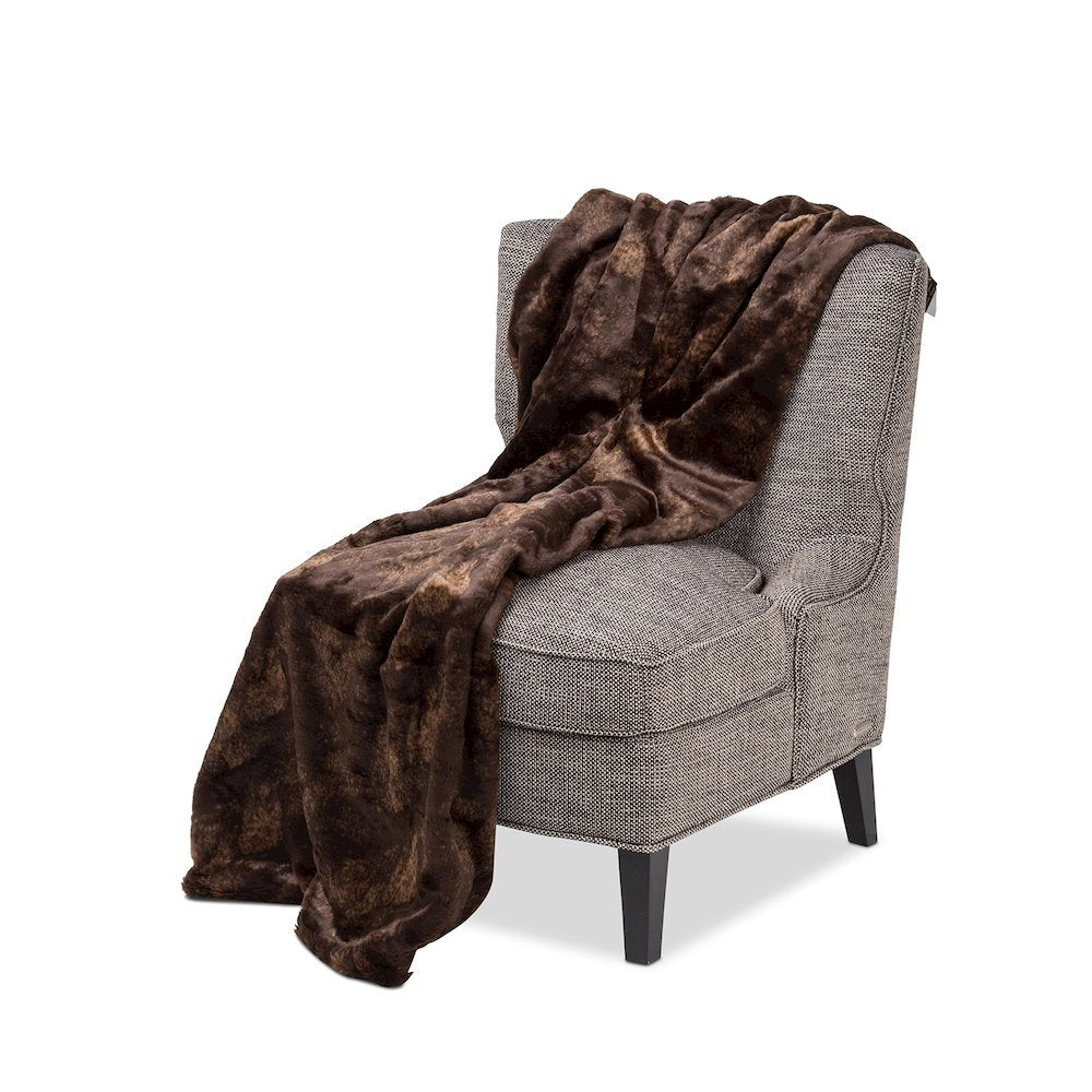 Bailey 56"x72" Faux-Fur Throw - Dark Brown