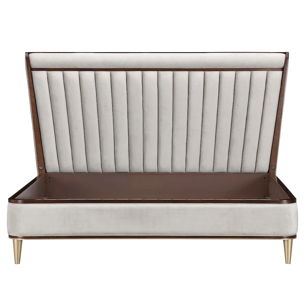Houston Eastern King Channel Tufted Panel Bed - Porcini/Walnut
