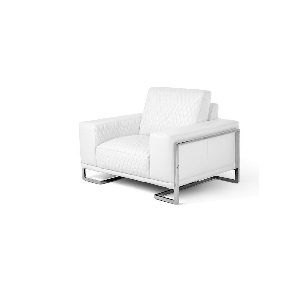 Mia Bella Gianna Chair and Half - White/Stainless Steel