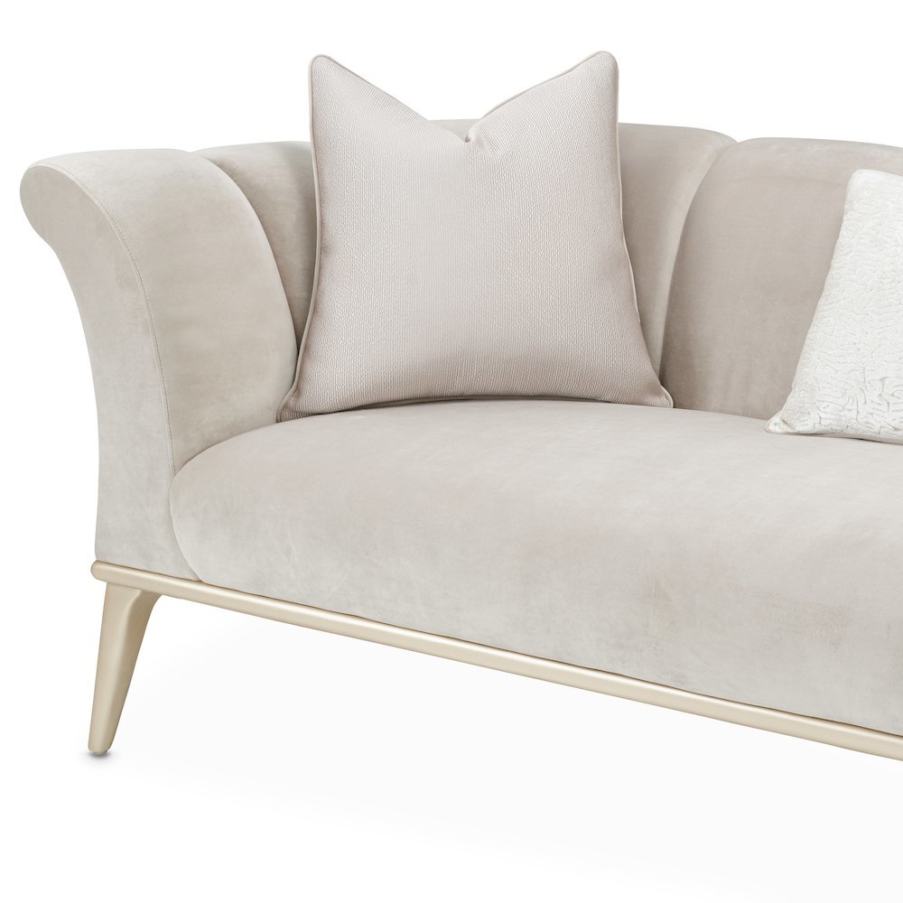 Beige Velvet Sofa for Living Room – Elegant 3 Seater 100 Inch Couch