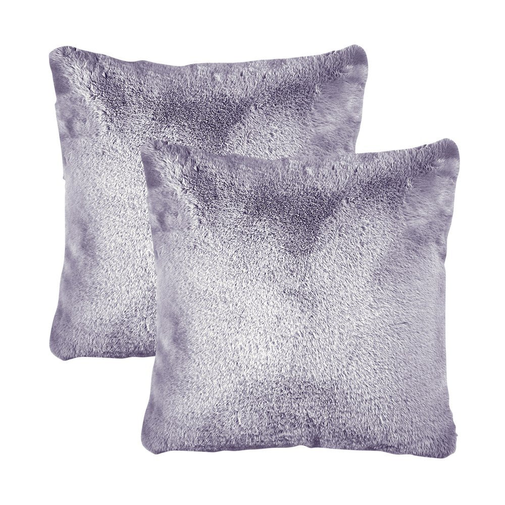 Hopps 20" Faux-Fur Throw Pillow, Set of 2 - Platinum