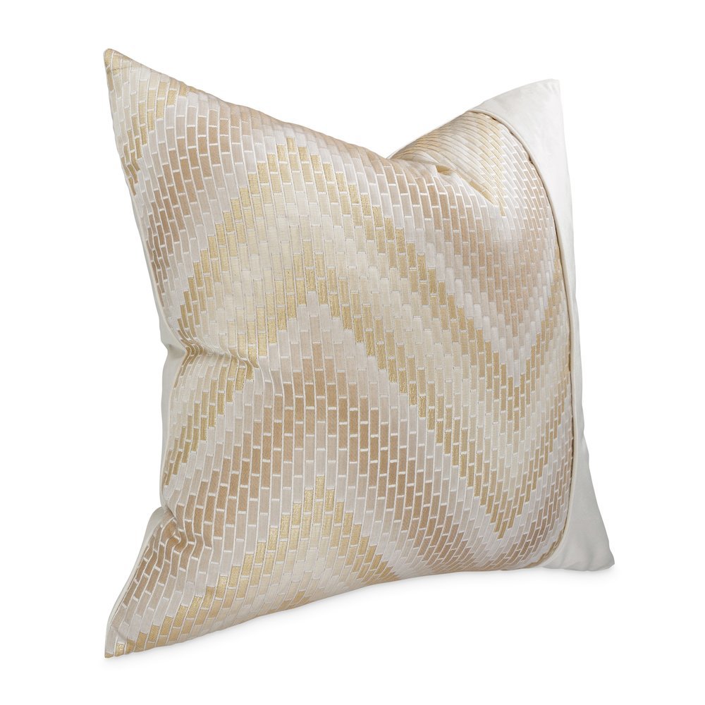 GLAMtastic Infinity 21" Pieced Pillow, Set of 2 - Cream/Gold