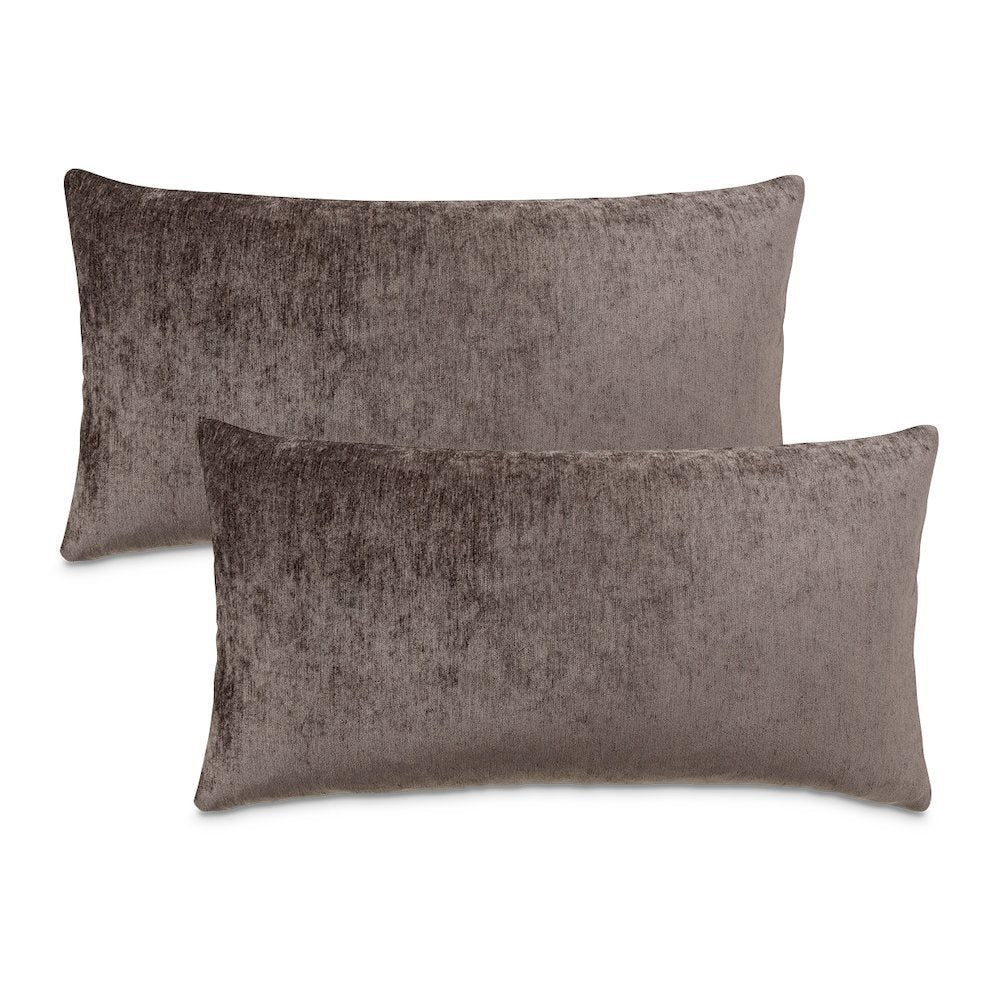 The Smith 13"x24" Oblong Chenille Pillow, Set of 2 - Graphite