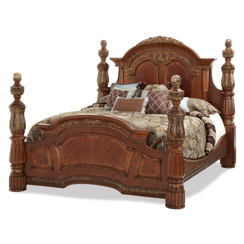 Villa Valencia Eastern King Poster Bed - Classic Chestnut