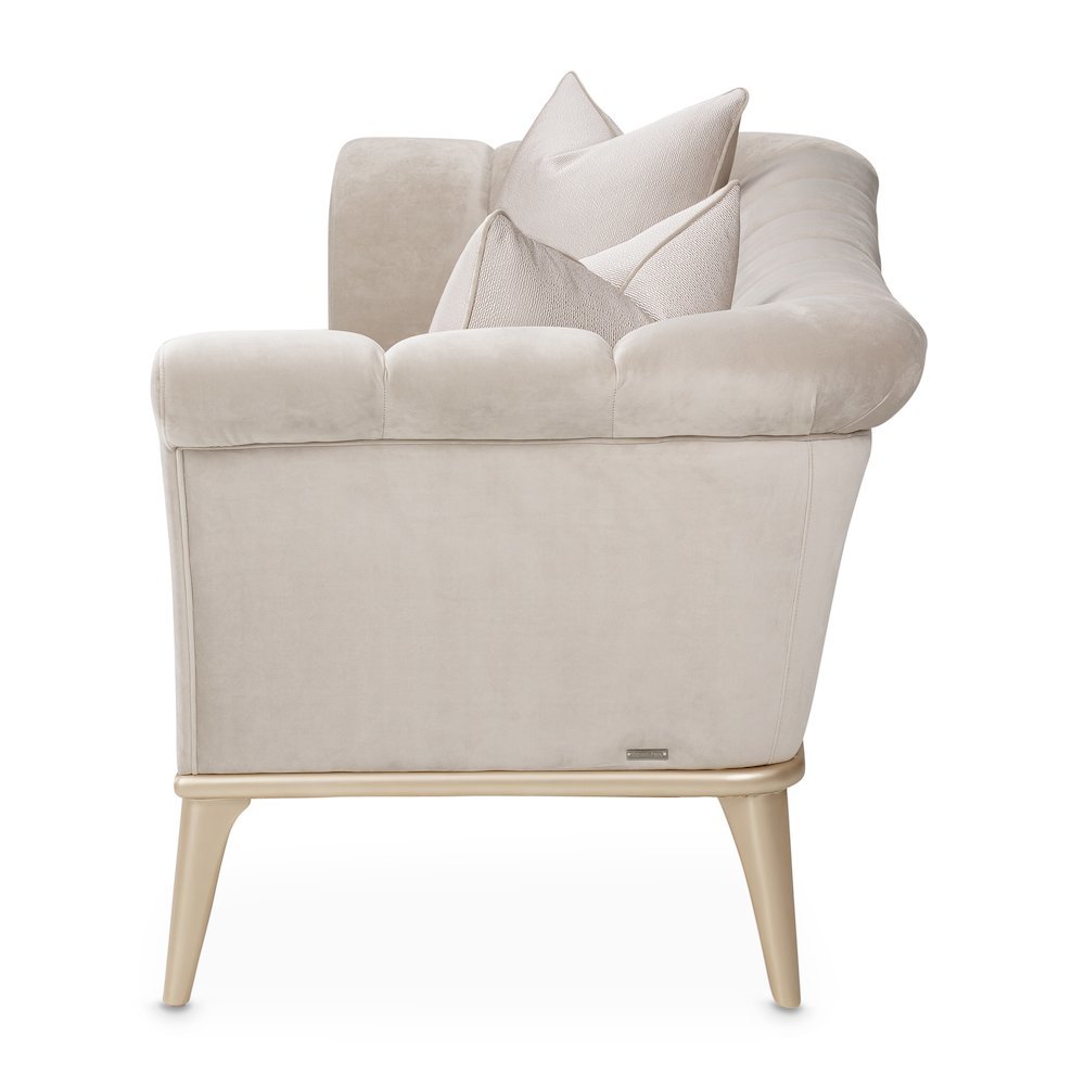 Beige Velvet Sofa for Living Room – Elegant 3 Seater 100 Inch Couch