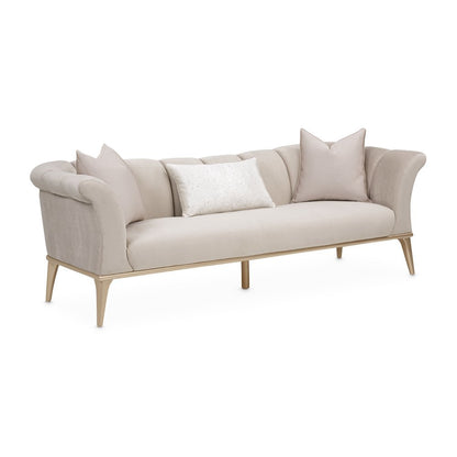 Beige Velvet Sofa for Living Room – Elegant 3 Seater 100 Inch Couch