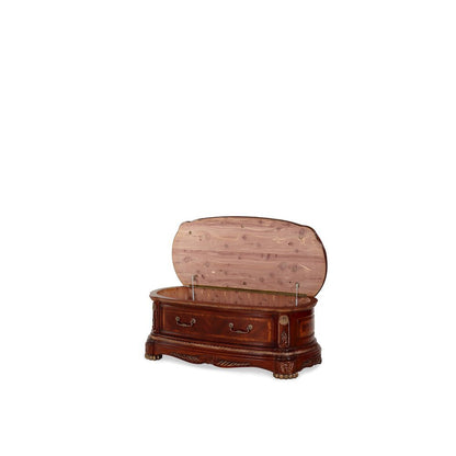 Cortina Leather Bedside Bench - Honey Walnut