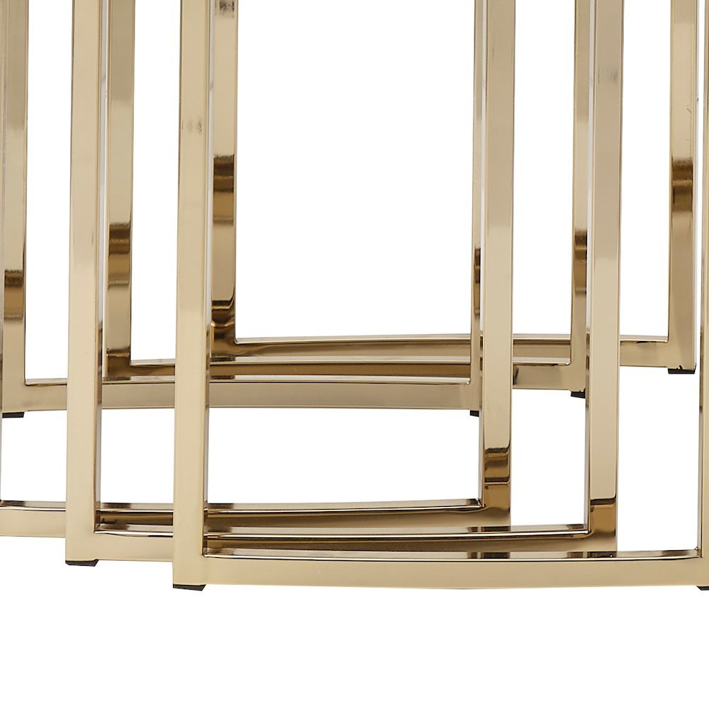 Beige Nesting End Tables Set of 3, Gold Side Tables for Living Room