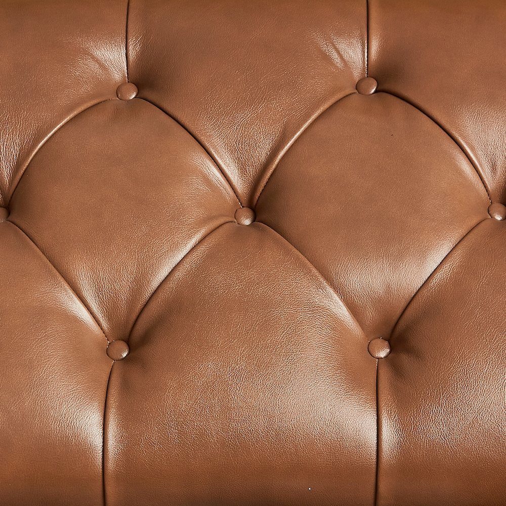 Cortina Leather Bedside Bench - Honey Walnut