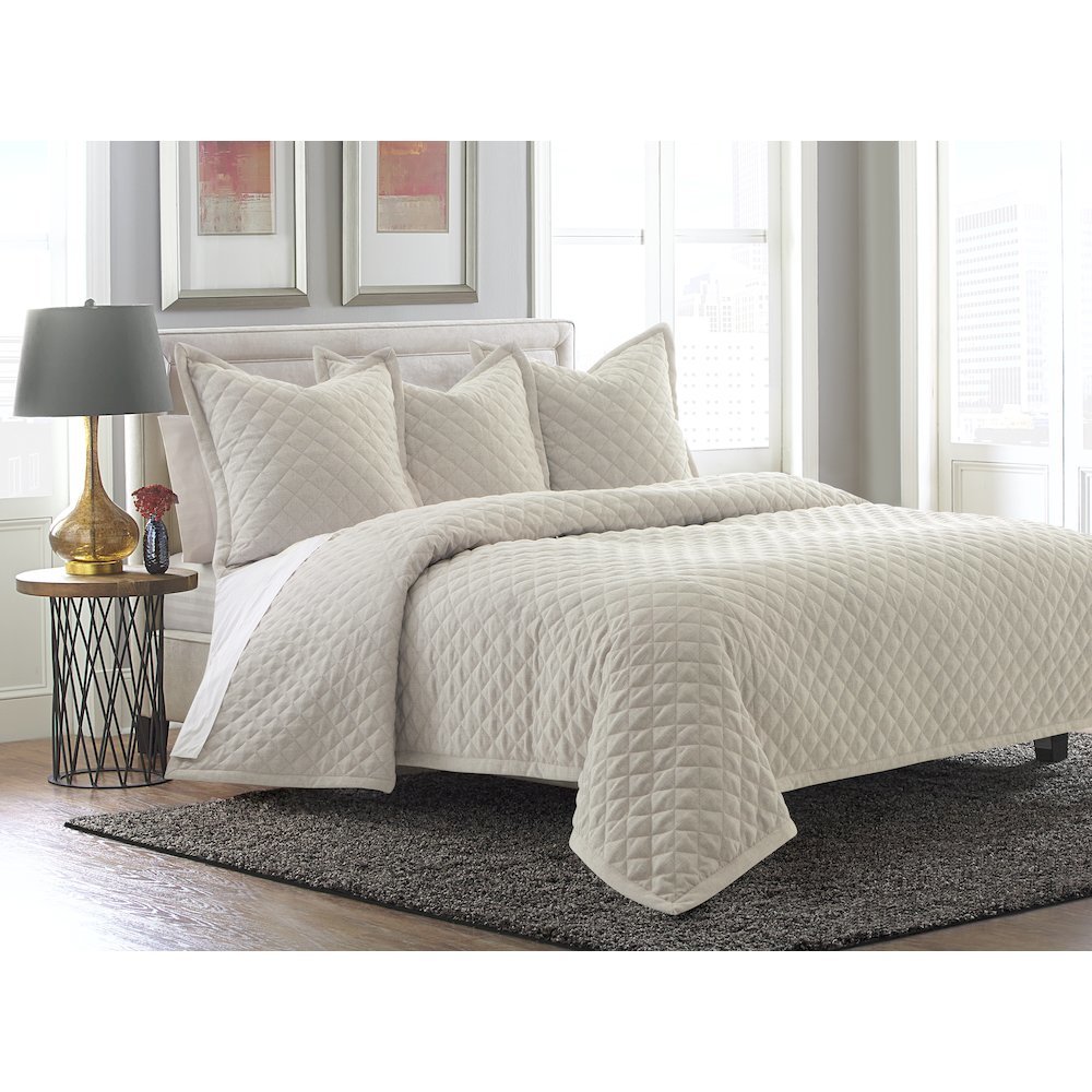Aragoza 4-Piece King Quilt Set - Cream
