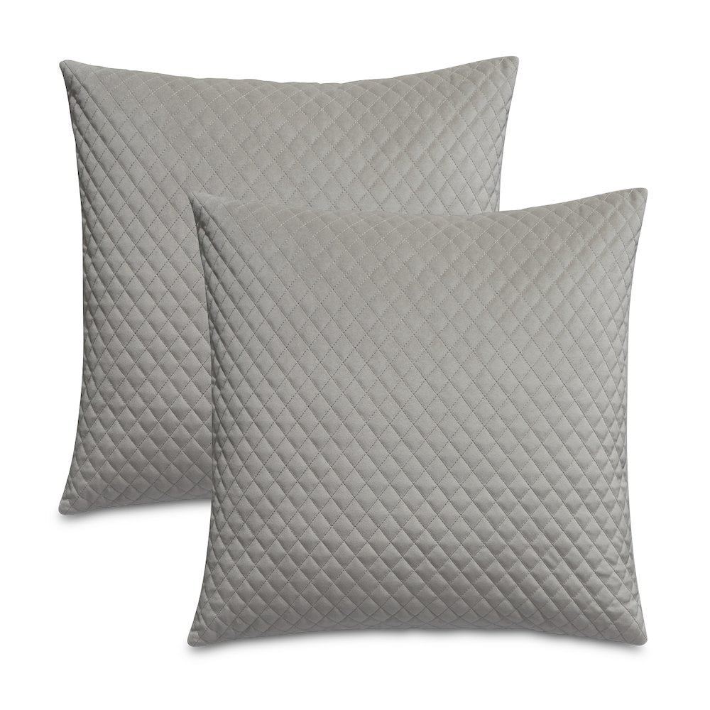 Gemma 21" Velvet Throw Pillow, Set of 2 - Mushroom Gray