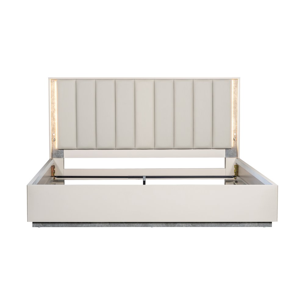 Pavira Eastern King Bed with LED Lights - Stone