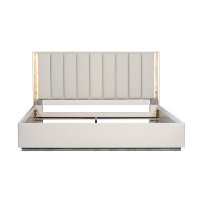 Pavira Eastern King Bed with LED Lights - Stone