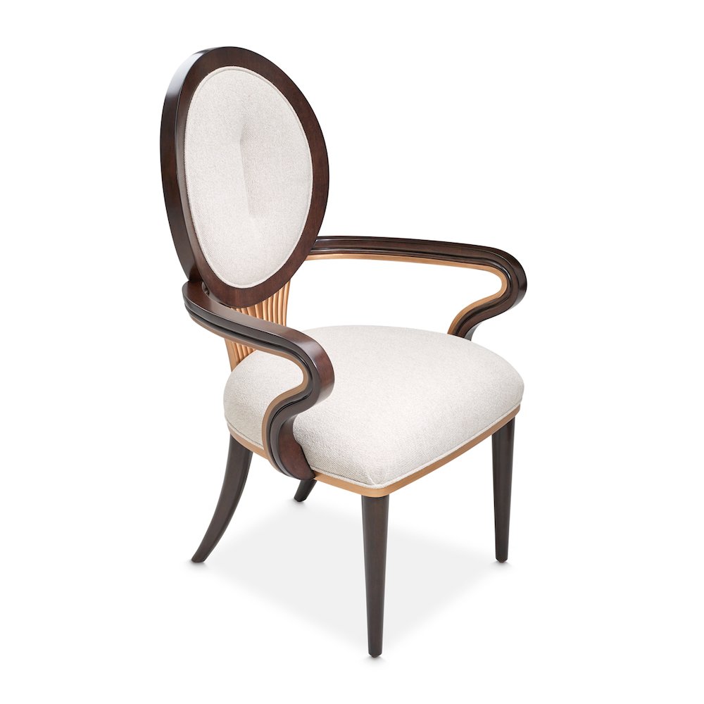 Camellia Field Dining Arm Chair, Set of 2 - Linen/Warm Pecan