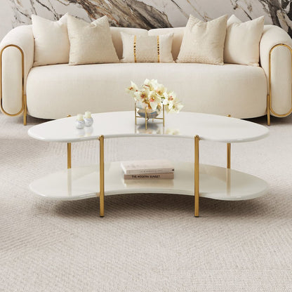 Sassani Cocktail Table - Pearl White/Gold