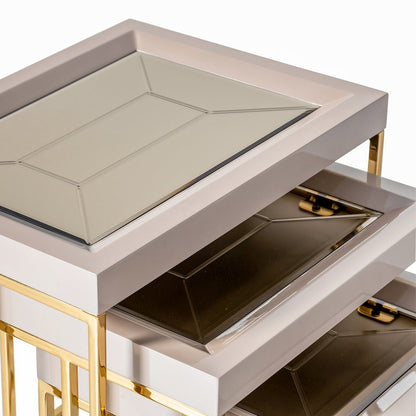 Carmela Nesting Tables, Set of 3 - Shimmer Ivory