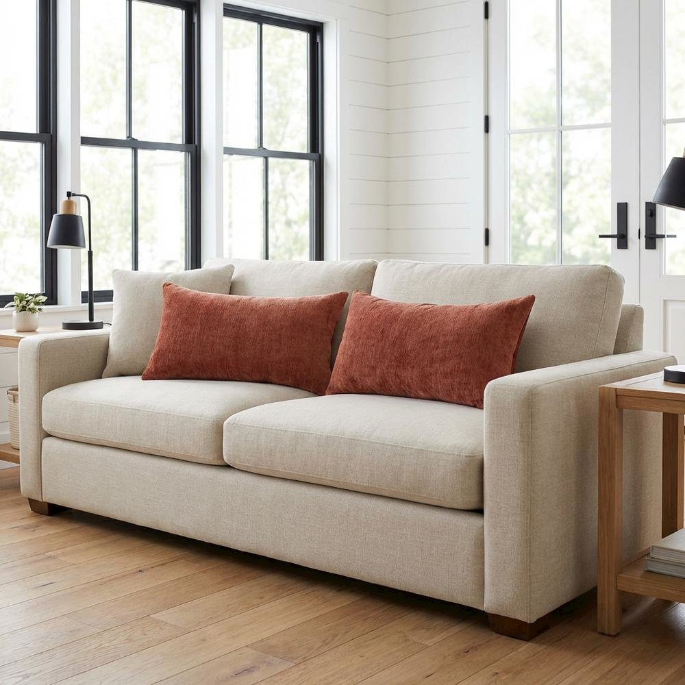 The Smith 13"x24" Oblong Chenille Pillow, Set of 2 - Sienna