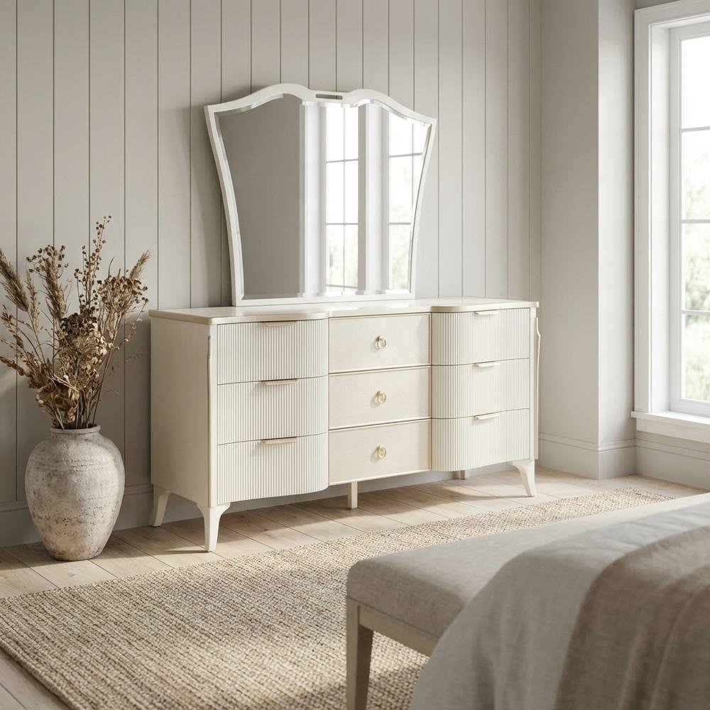 La Marisia Dresser with Mirror - Creamy Pearl