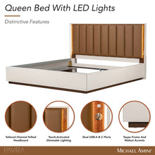 Pavira Queen Bed with LED Lights - Walnut