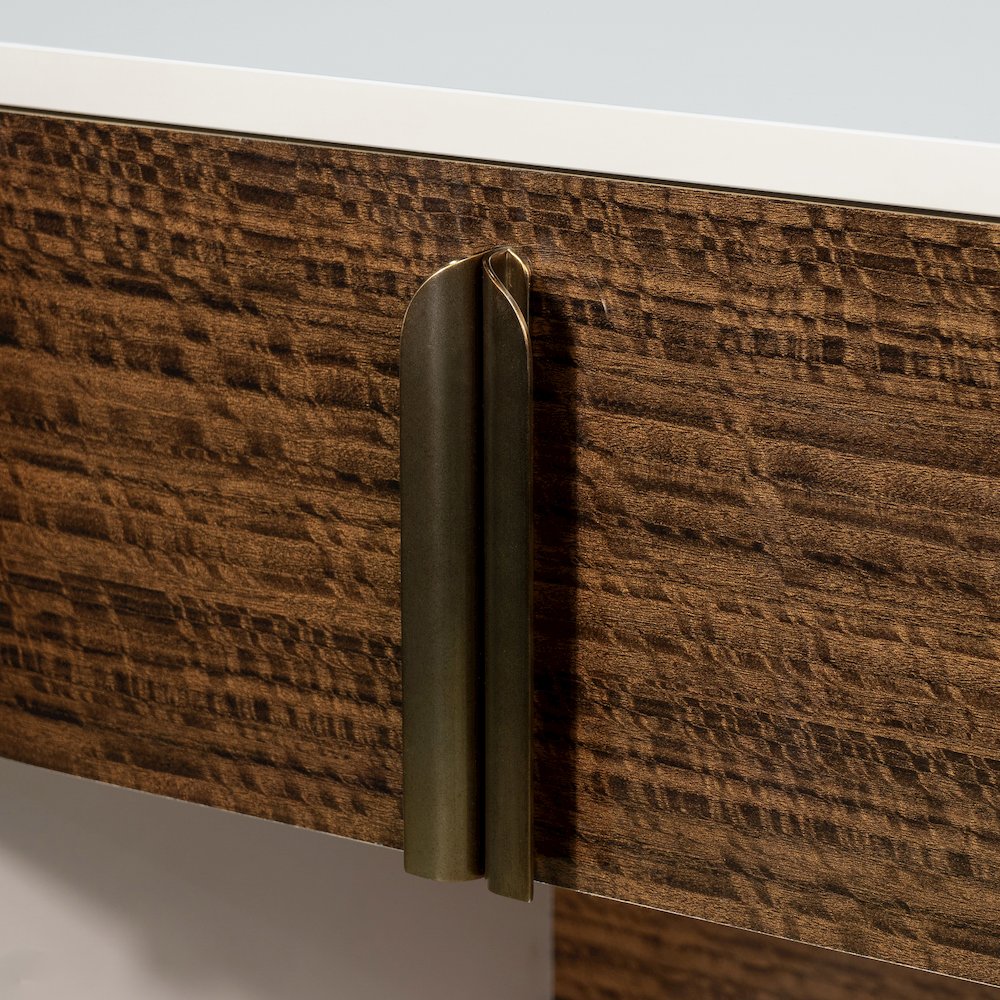 Pavira 1-Drawer Nightstand with LED Lights - Walnut
