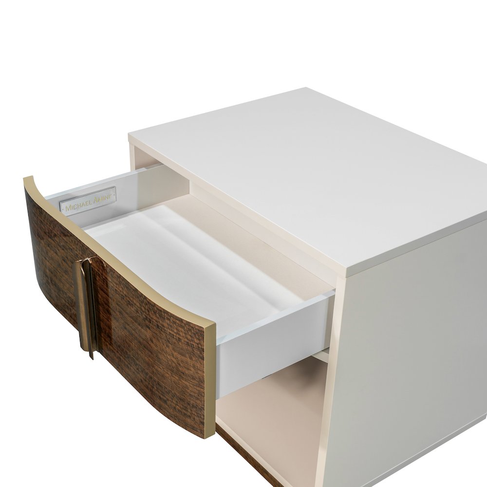 Pavira 1-Drawer Nightstand with LED Lights - Walnut