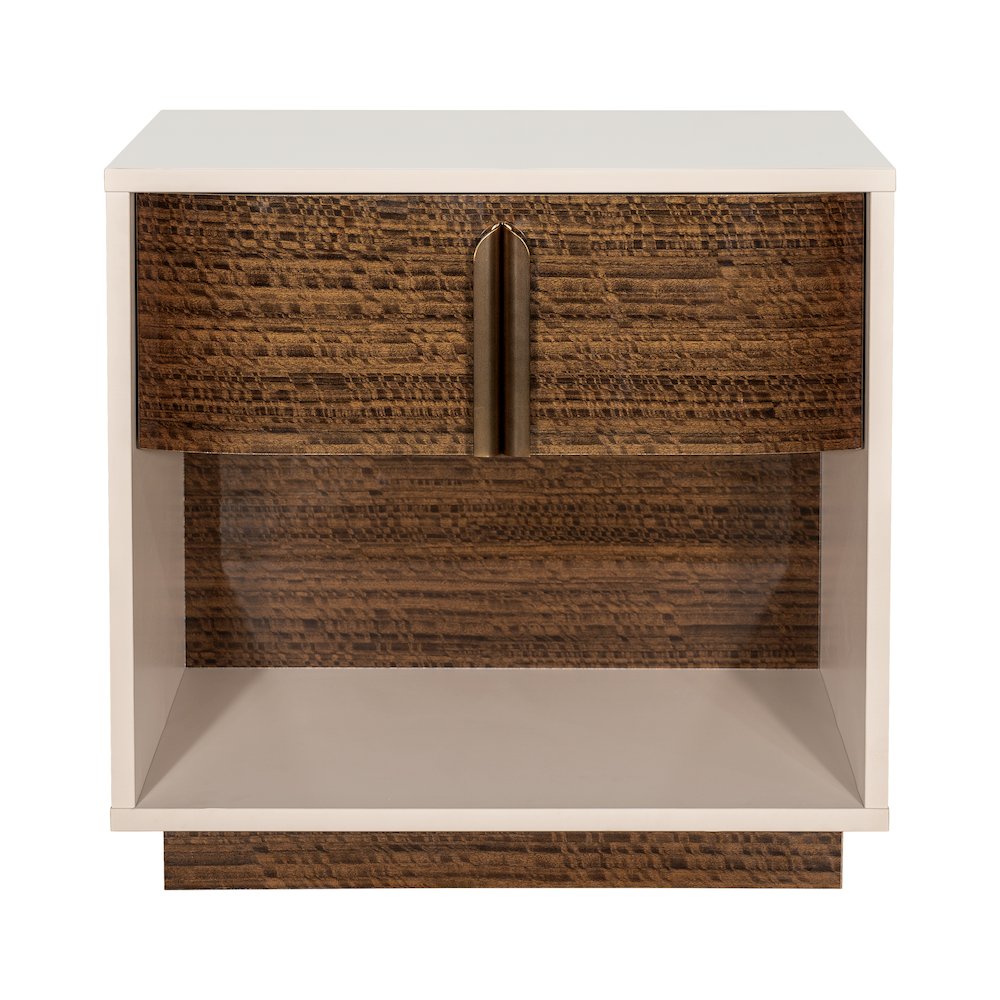 Pavira 1-Drawer Nightstand with LED Lights - Walnut