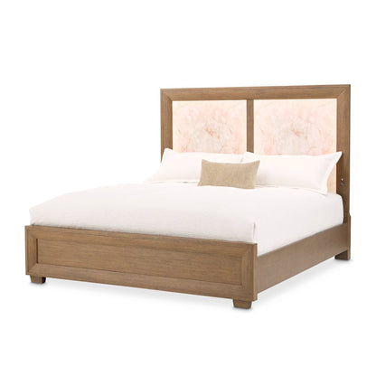 Portrait Eastern King Panel Bed with LED Lights - Sienna Brown