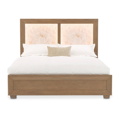 Portrait Eastern King Panel Bed with LED Lights - Sienna Brown
